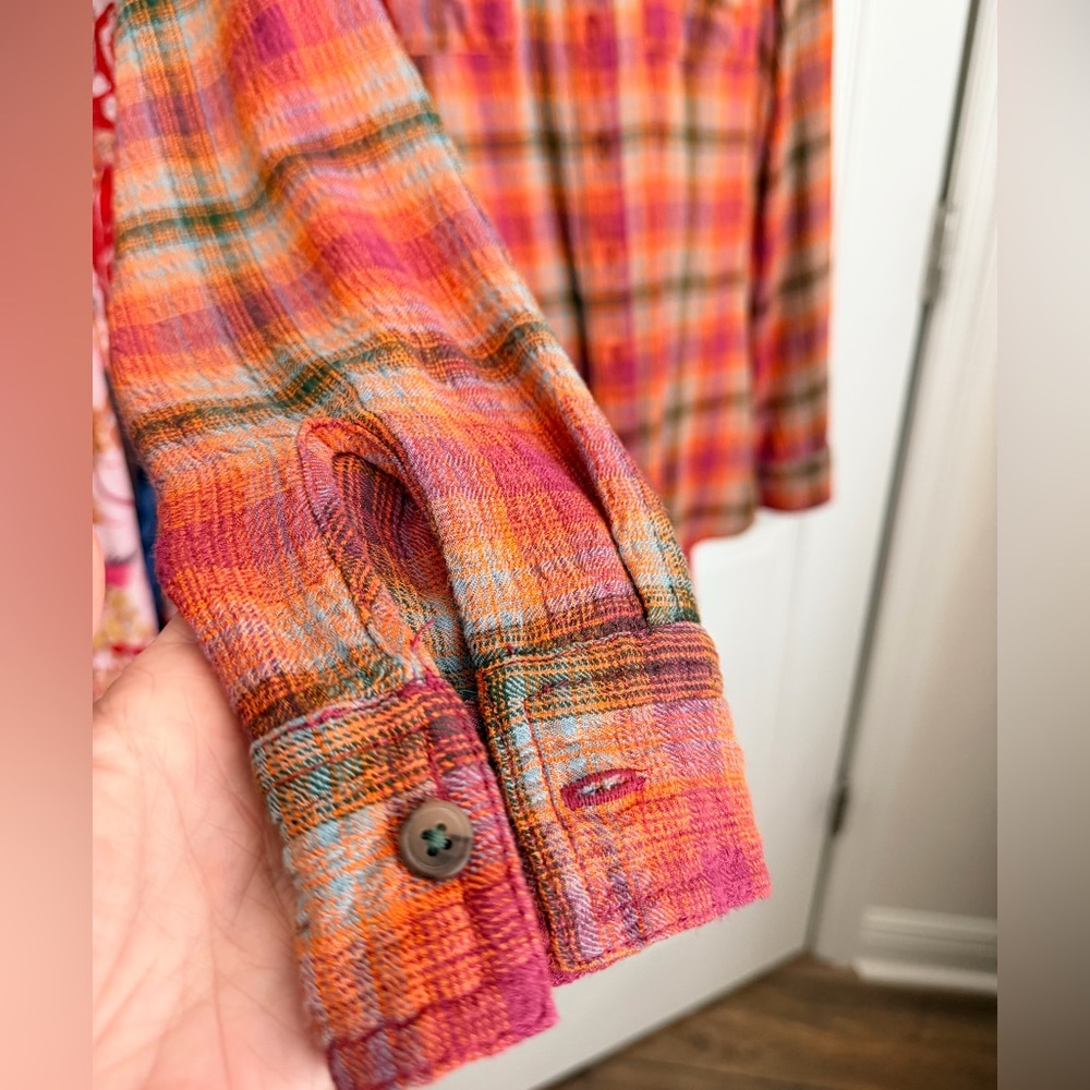 Anthropologie Pilcro Plaid Button-Up in Orange Motif. /S/ - Picture 8 of 10